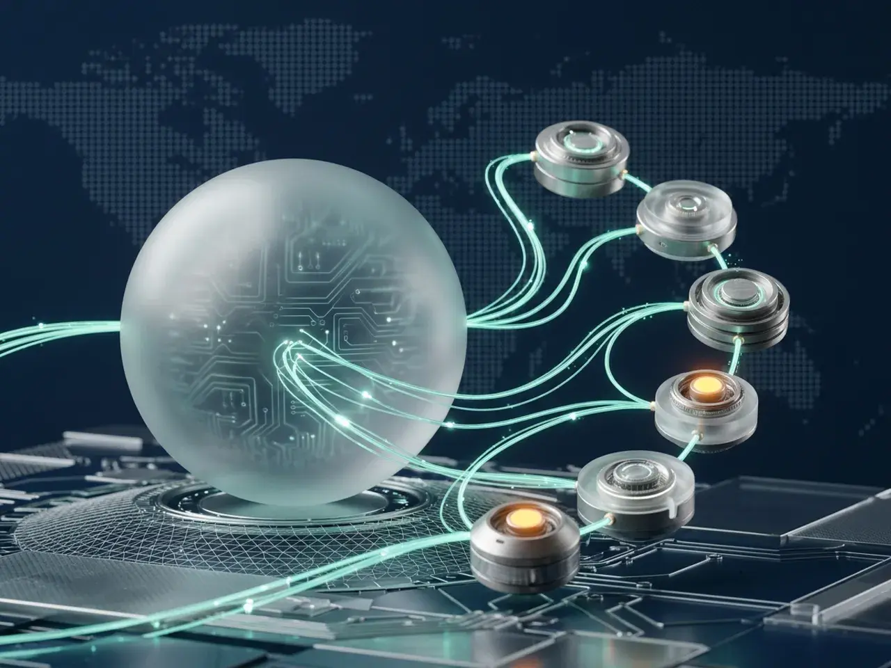 Abstrakte Zahlungsflüsse zwischen verbundenen Knoten in einem internationalen Netz